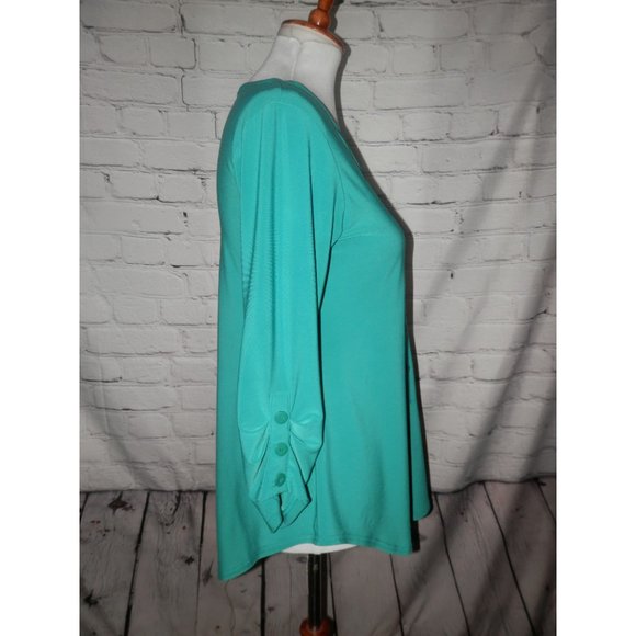 Sympli Top Blouse 6 Knit Green Buttons 3/4 Sleeve Small - Picture 3 of 5